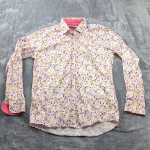 Guide London Designer Mens Button Up Shirt‎ Long Sleeve Colorful Pattern Sz L